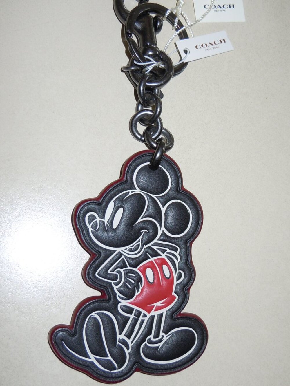 COACH X DISNEY MICKEY MOUSE LEATHER BAG CHARM F58994 KEY CHAIN NWT